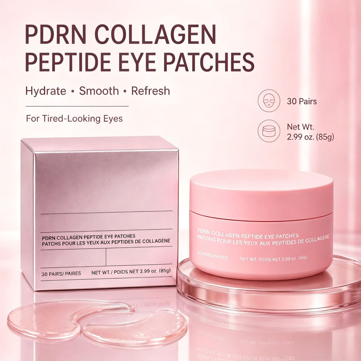 Parches oculares de p�ptido de col�geno para firmar e hidratar