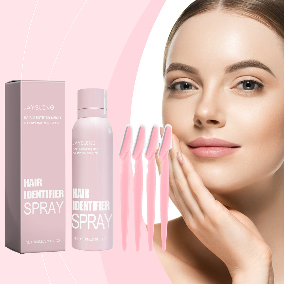 Spray hidratante para vello facial con set de recortadoras de cejas