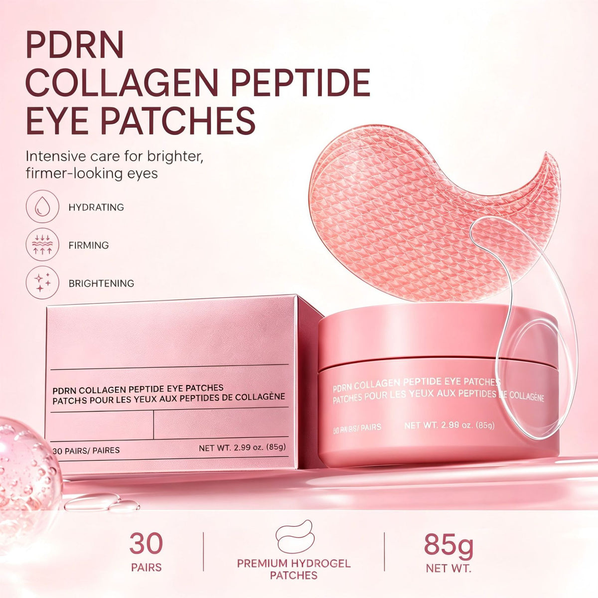 Parches oculares de p�ptido de col�geno para firmar e hidratar