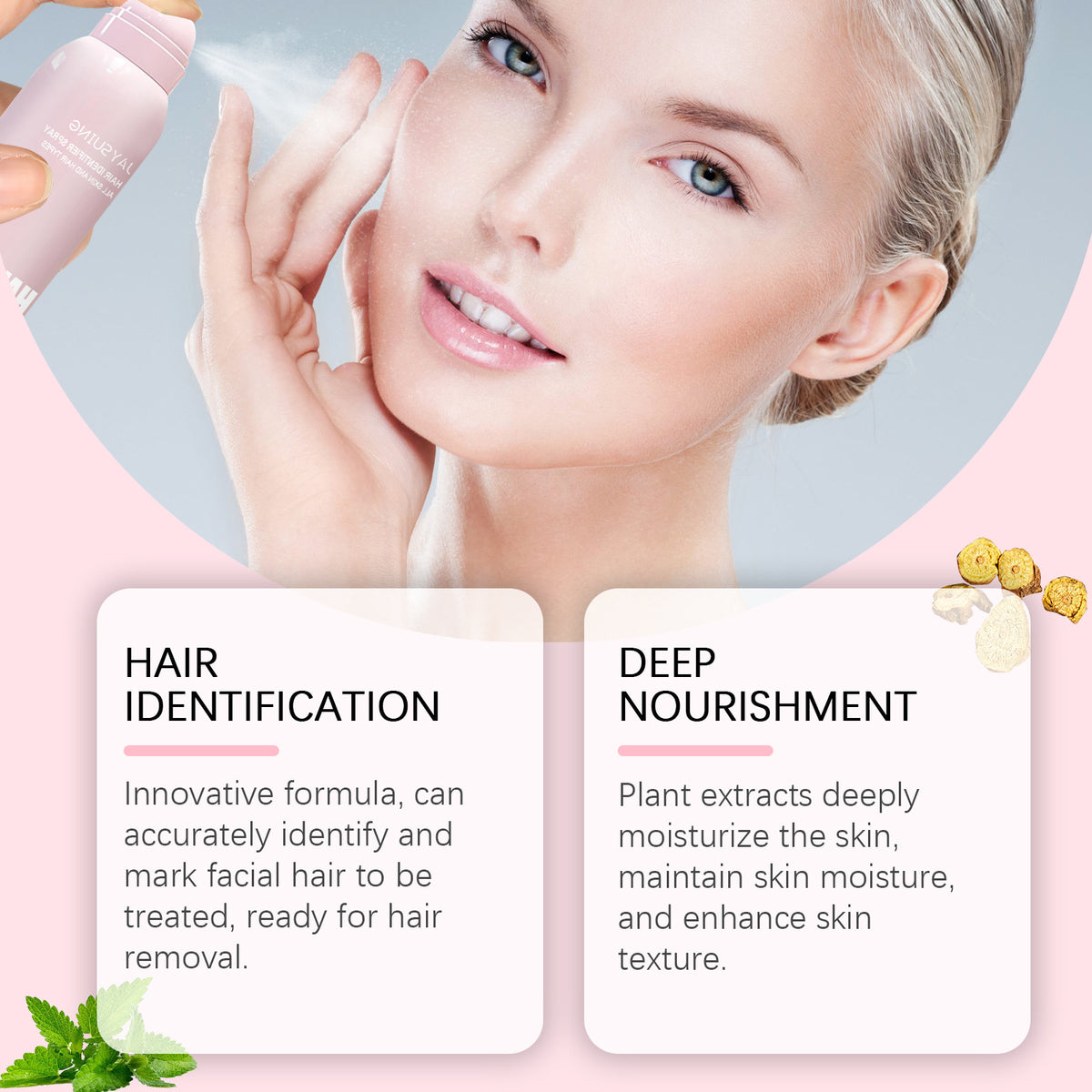Spray hidratante para vello facial con set de recortadoras de cejas